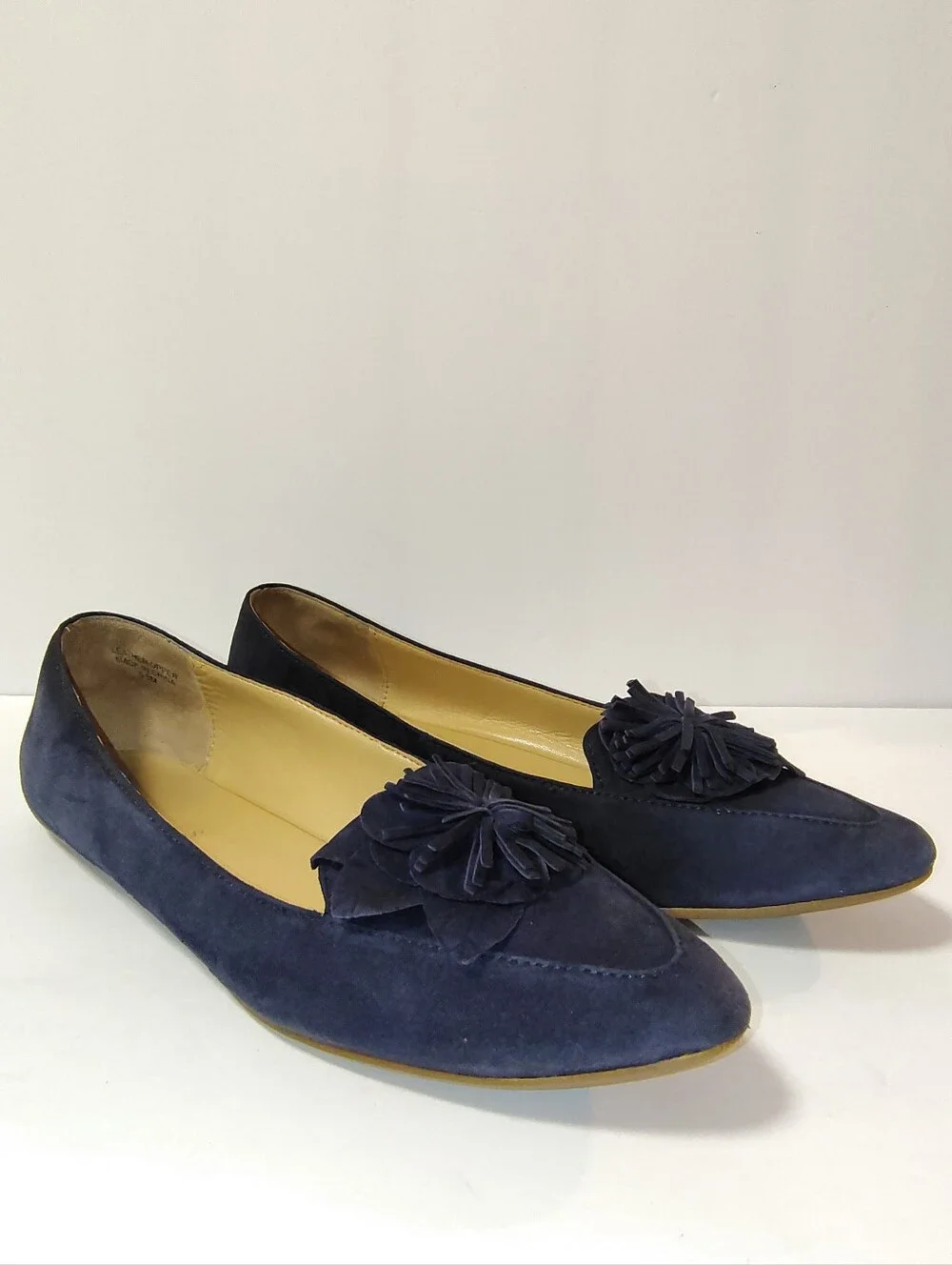 Talbots Women's Francesca Flower Suede Driving Moccasins Slip-On Flats Navy 5.5
